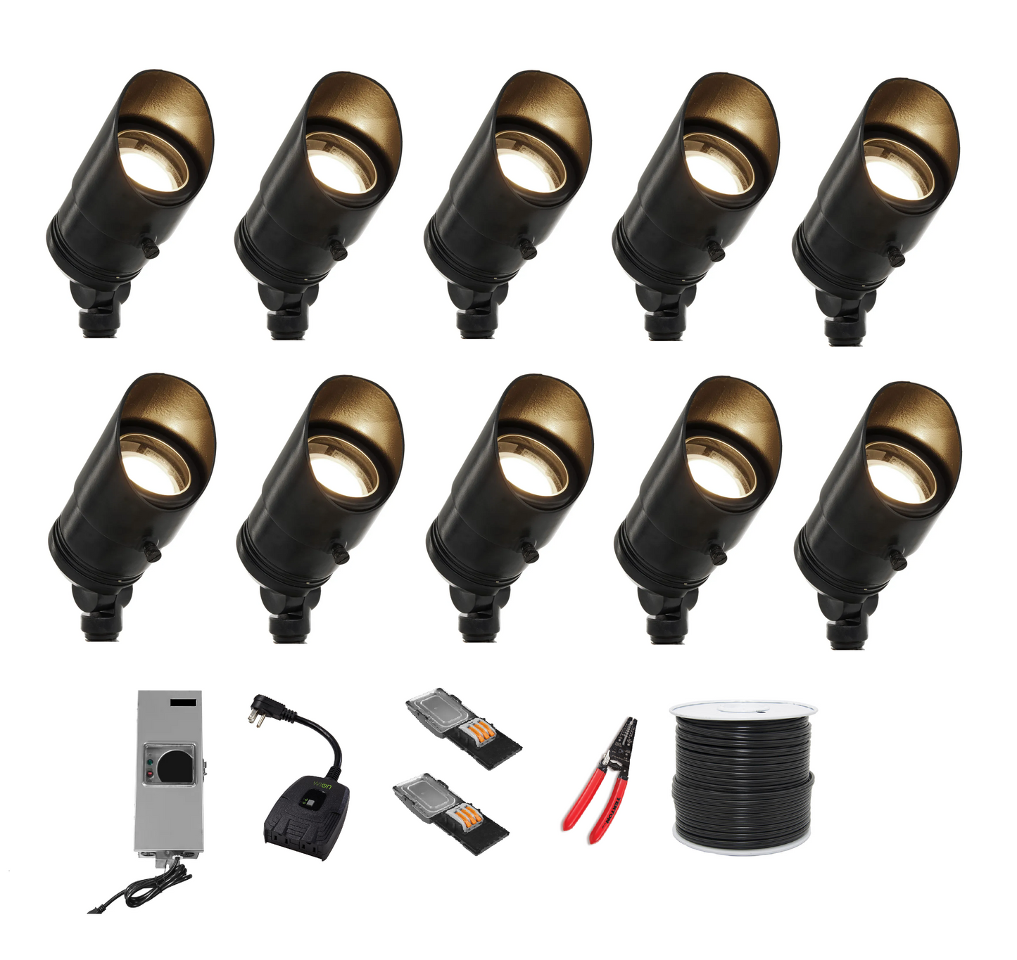 Professional Black Brass DIY Spot Landscape Lighting Kit - Lighting Doctor