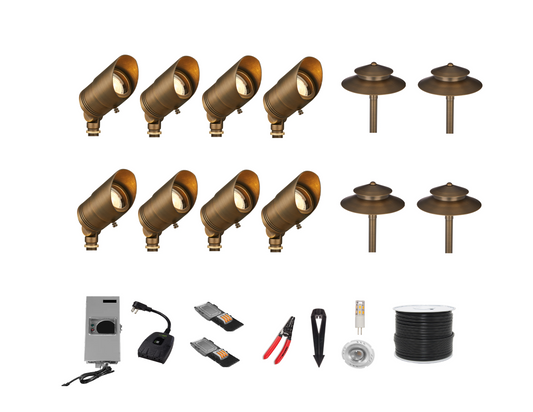 Professional Brass DIY Starter Landscape Lighting Kit - Lighting Doctor