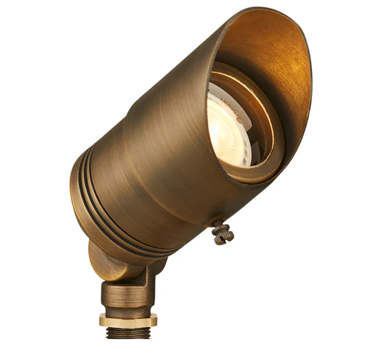 Pro LED Brass Spot/Wash Light 12V with 2700K MR16 LED Bulb & Ground Stake - Lighting Doctor