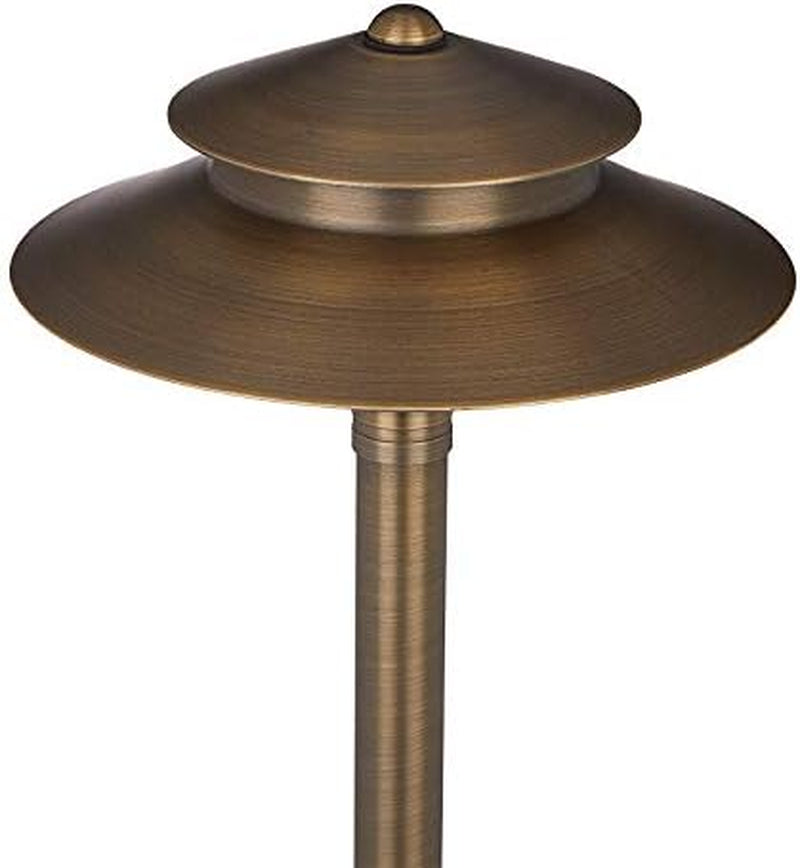 Stratum 12V Brass 2-Tier Path Light (9" Shade, 25" Tall) with 3W 2700K G4 LED Bulb