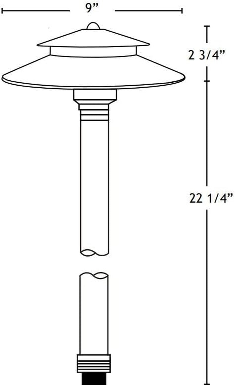 Stratum Black Brass Two-Tier Path & Area Light (9" Shade, 25" Tall) with 3W 2700K G4 LED Bulb