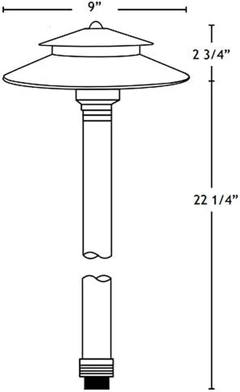 Stratum 12V Brass 2-Tier Path Light (9" Shade, 25" Tall) with 3W 2700K G4 LED Bulb