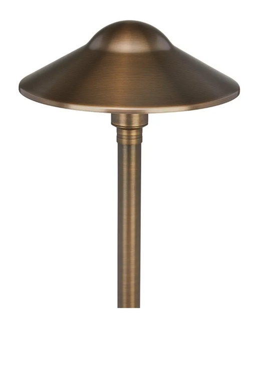 Magnum 12V Cast Brass Path Light (25" Tall, 9" Shade) with 3W 2700K G4 LED Bulb - Lighting Doctor