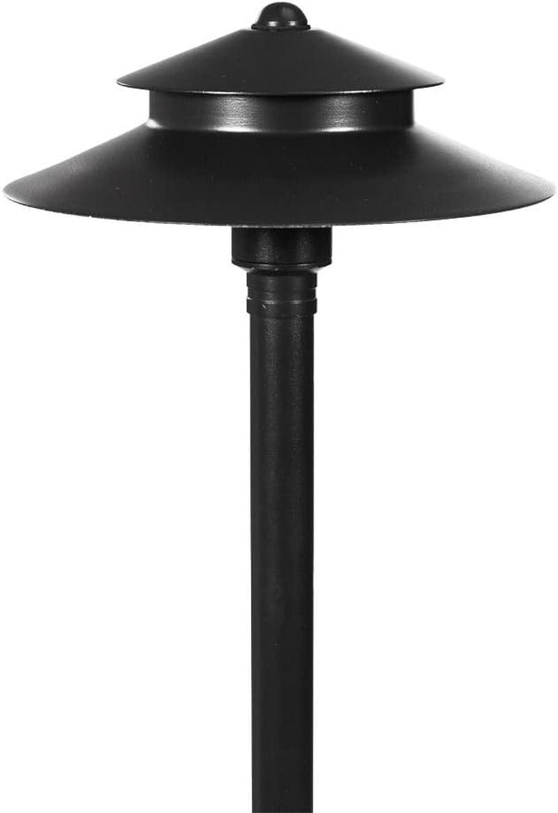 Stratum Black Brass Two-Tier Path & Area Light (9" Shade, 25" Tall) with 3W 2700K G4 LED Bulb