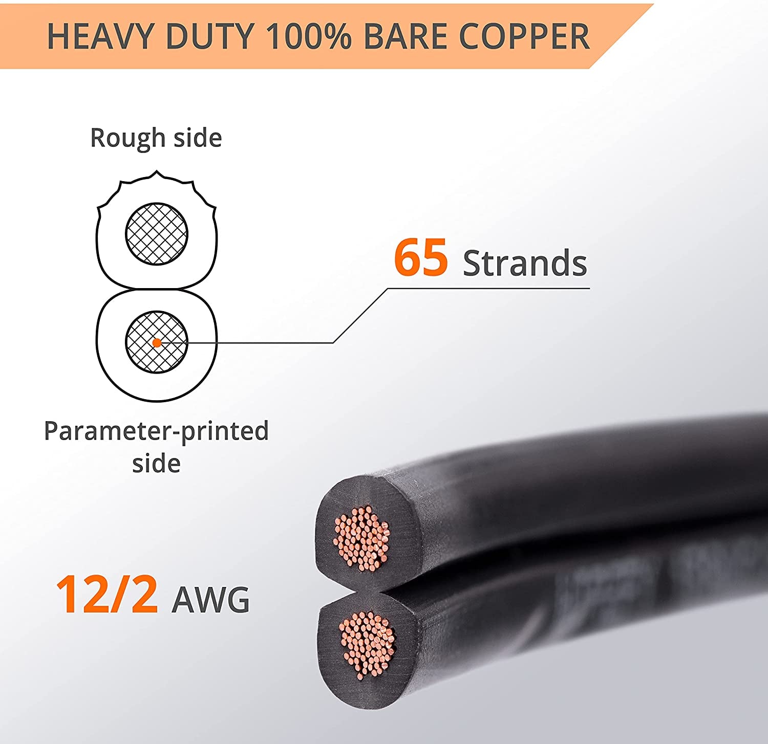 12/2 Low Voltage Landscape Lighting Copper Wire - Outdoor Direct Burial - 12-Gauge 2-Conductor 250 Feet