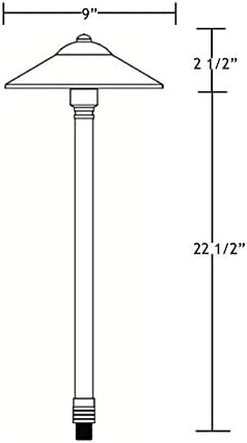 Max Spread 12V Black Brass Path Light (25" Tall, 9" Shade) with 3W 2700K G4 LED Bulb